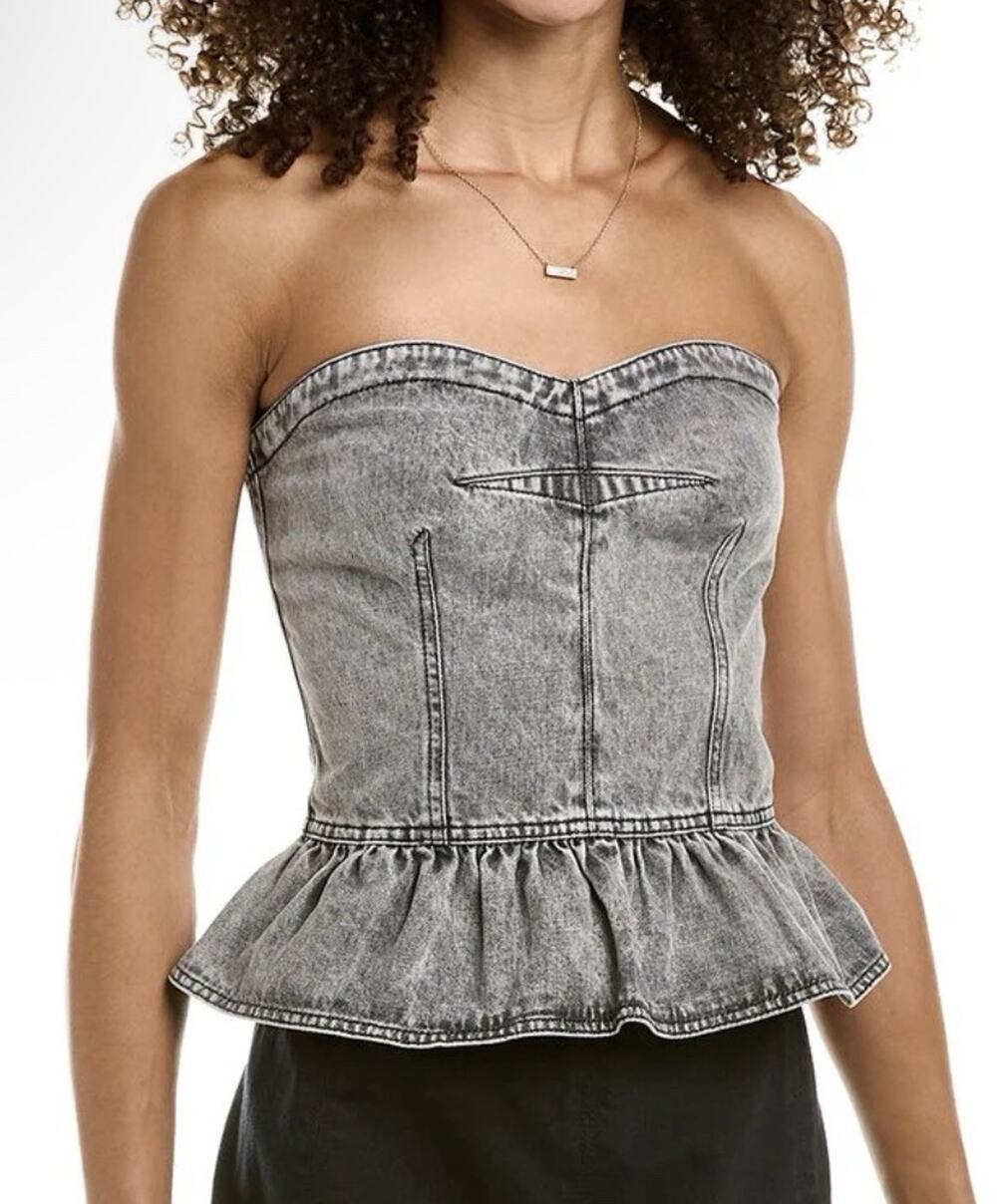 NWT Isabel Marant Étoile Solizinia Strapless Black Denim Top size 40/Large